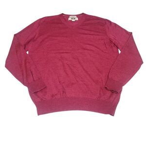 Joseph Abbound Extra Fine Merino Wool Sweater Men's Large Rasberry Red
